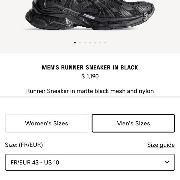 Balenciaga Men's Black Athletic Sneakers - Picture 2 of 2